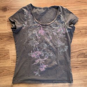 Vintage Ricki’s Medium Y2K Brown Rhinestone Bedazzled Baby Tee